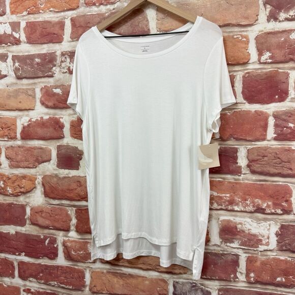 14th & Union Nordstrom T Shirt Women's XL Plain White Casual Top Short Sleeves - Picture 3 of 9